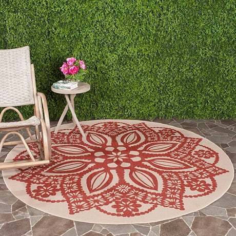 Safavieh Courtyard Cy6139 - 238 Beige / Red Rugs - Safavieh - cy6139 - 238 - 7sq