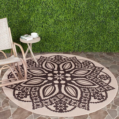 Safavieh Courtyard Cy6139 - 256 Beige / Black Rugs - Safavieh - cy6139 - 256 - 7sq