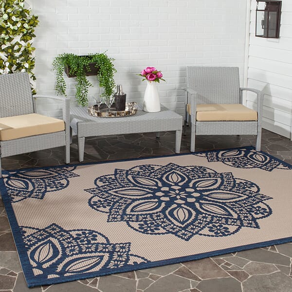 Safavieh Courtyard Cy6139 - 258 Beige / Navy Rugs - Safavieh - cy6139 - 258 - 2