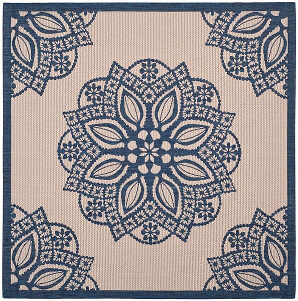 Safavieh Courtyard Cy6139 - 258 Beige / Navy Rugs - Safavieh - cy6139 - 258 - 7sq