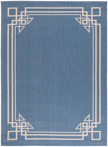 Safavieh Courtyard 6'-7" x 9'-6" Rug in Blue / Light Beige