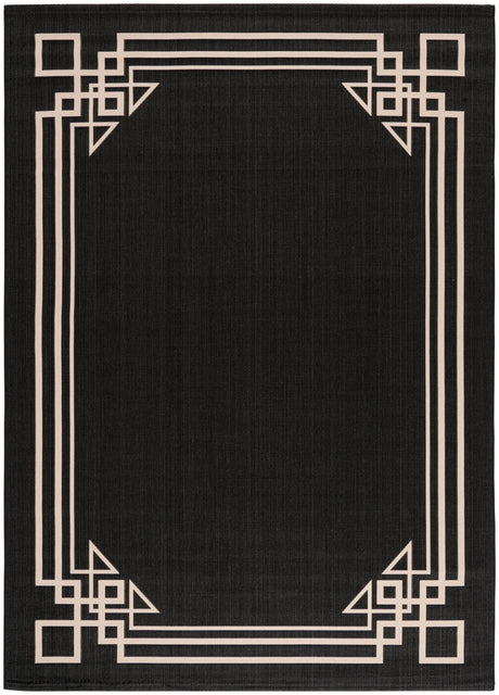 Safavieh Courtyard 6'-7" x 9'-6" Rug in Black / Light Beige