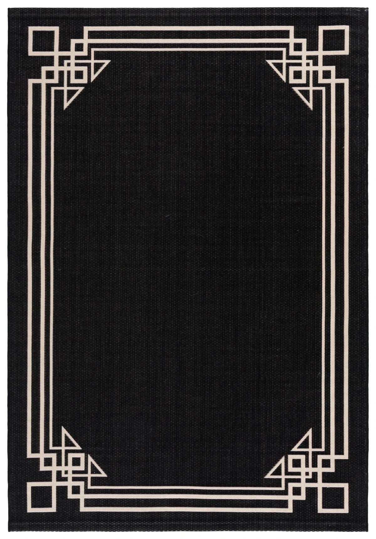 Safavieh Courtyard 5'-3" x 7'-7" Rug in Black / Light Beige