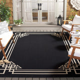 Safavieh Courtyard 6'-7" x 9'-6" Rug in Black / Light Beige