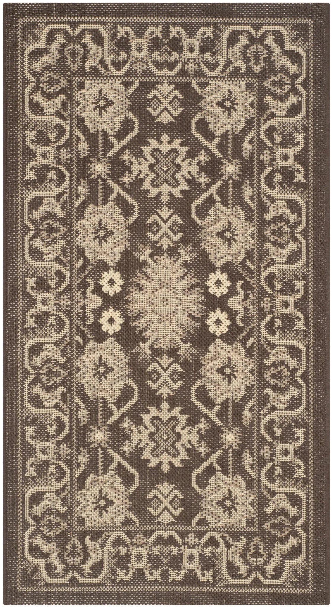 Safavieh Courtyard 2'-0" x 3'-7" Rug in Chocolate / Cream