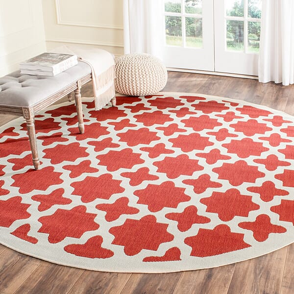 Safavieh Courtyard Cy6913 - 248 Red / Bone Rugs - Safavieh - cy6913 - 248 - 4sq