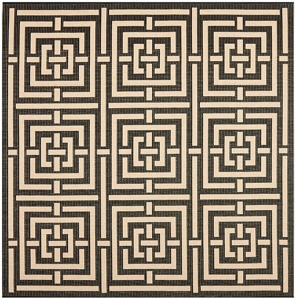 Safavieh Courtyard Cy6937 - 26 Black / Bone Rugs - Safavieh - cy6937 - 26 - 7sq