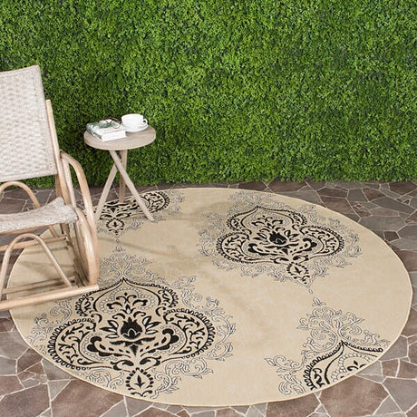 Safavieh Courtyard Cy7926 - 16A22 Creme / Black Rugs - Safavieh - cy7926 - 16a22 - 7sq