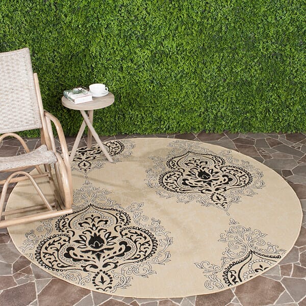 Safavieh Courtyard Cy7926 - 16A22 Creme / Black Rugs - Safavieh - cy7926 - 16a22 - 7sq
