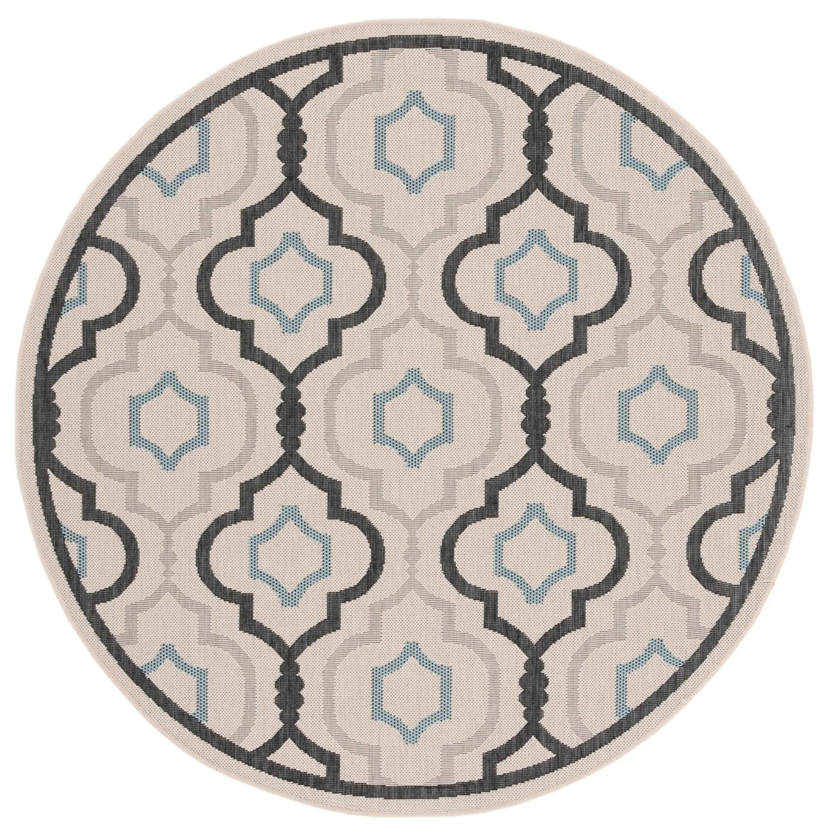 Safavieh Courtyard 5'-3" x 5'-3" Rug in Ivory / Black