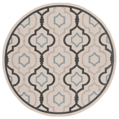 Safavieh Courtyard 5'-3" x 5'-3" Rug in Ivory / Black