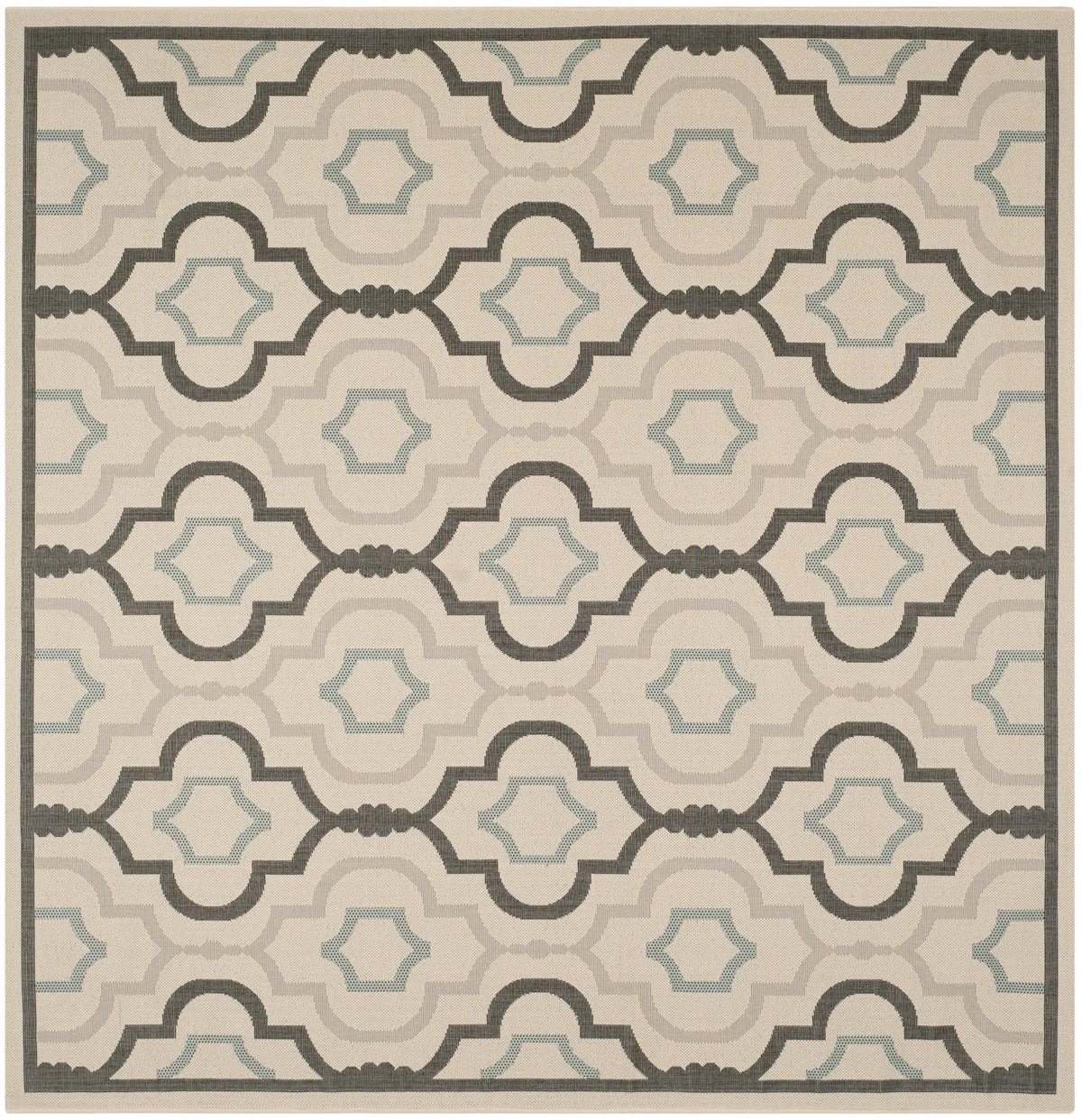 Safavieh Courtyard 7'-10" x 7'-10" Rug in Ivory / Black