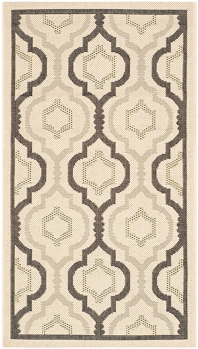 Safavieh Courtyard Cy7938 - 256A21 Beige / Black Rugs - Safavieh - cy7938 - 256a21 - 5r