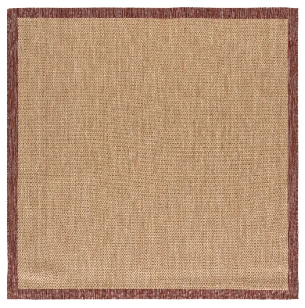 Safavieh Courtyard 6'-7" x 6'-7" Rug in Beige / Red