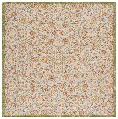 Safavieh Courtyard 6'-7" x 6'-7" Rug in Green Ivory / Red Yellow
