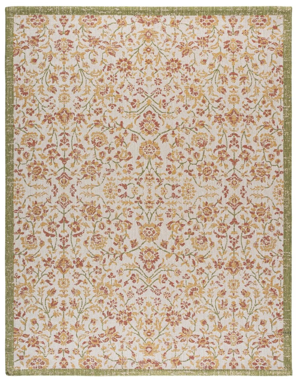 Safavieh Courtyard 8'-0" x 10'-0" Rug in Green Ivory / Red Yellow