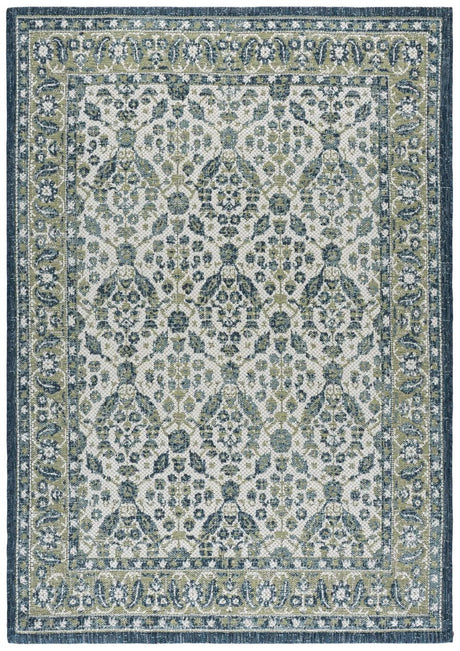 Safavieh Courtyard 6'-7" x 9'-6" Rug in Green Ivory / Navy Light Blue