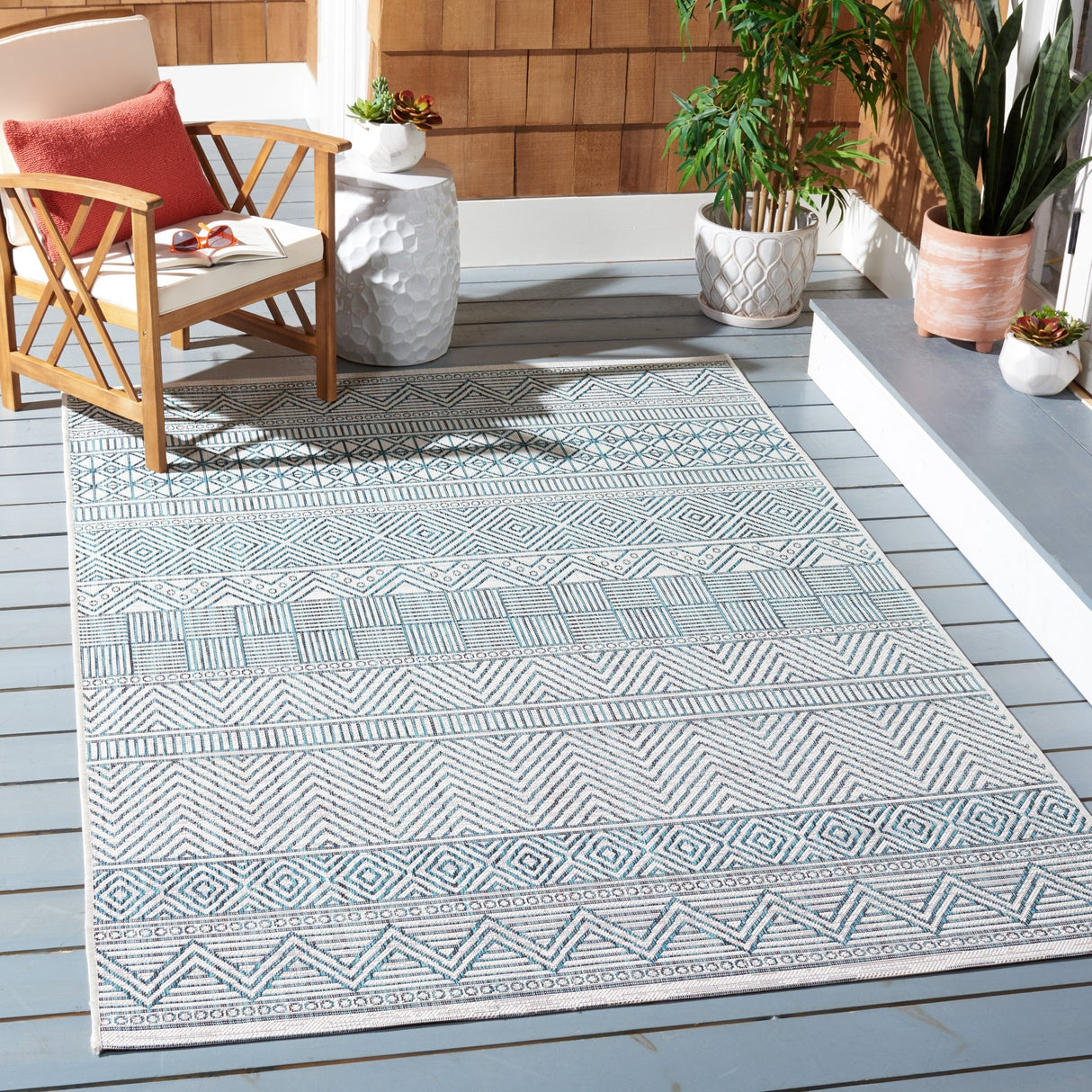 Safavieh Courtyard Cy8196 - 53512 Ivory/Turquoise Rugs - Safavieh - cy8196 - 53512 - 2