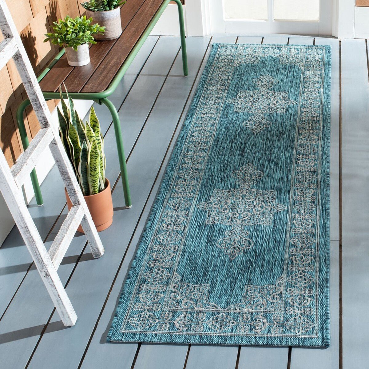 Safavieh Courtyard Cy8232 - 37221 Teal/Ivory Rugs - Safavieh - cy8232 - 37221 - 28