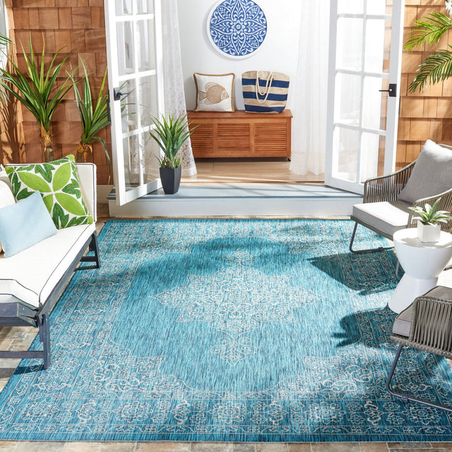 Safavieh Courtyard Cy8232 Teal/Ivory Rug - Safavieh - cy8232 - 37221 - 27