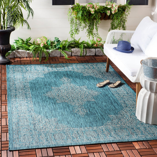 Safavieh Courtyard Cy8232 Teal/Ivory Rug - Safavieh - cy8232 - 37221 - 27