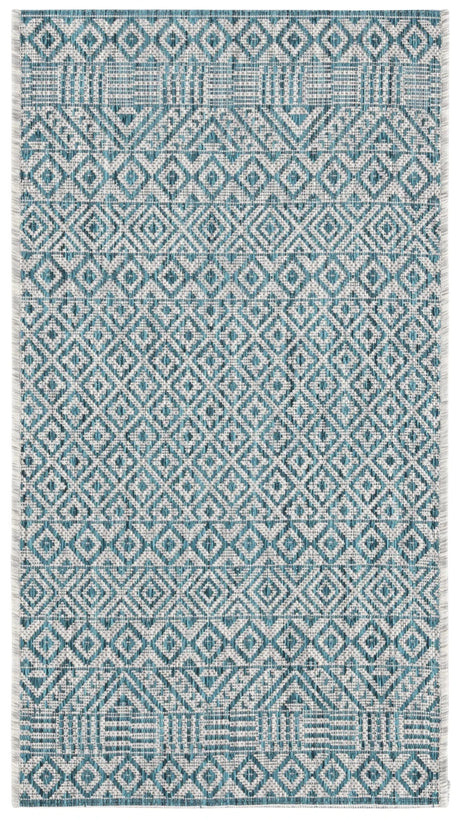 Safavieh Courtyard 2'-0" x 3'-7" Rug in Grey / Aqua