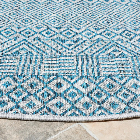 Safavieh Courtyard 6'-7" x 6'-7" Rug in Grey / Aqua