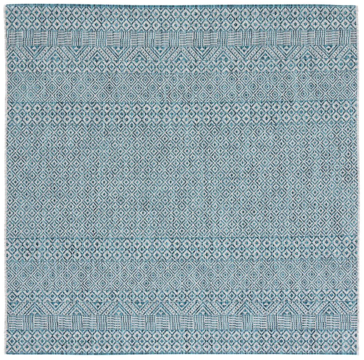 Safavieh Courtyard 6'-7" x 6'-7" Rug in Grey / Aqua
