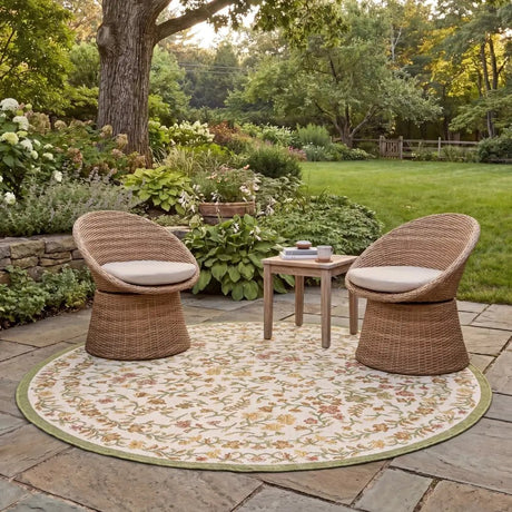 Safavieh Courtyard 6'-7" x 6'-7" Rug in Green Ivory / Red Yellow