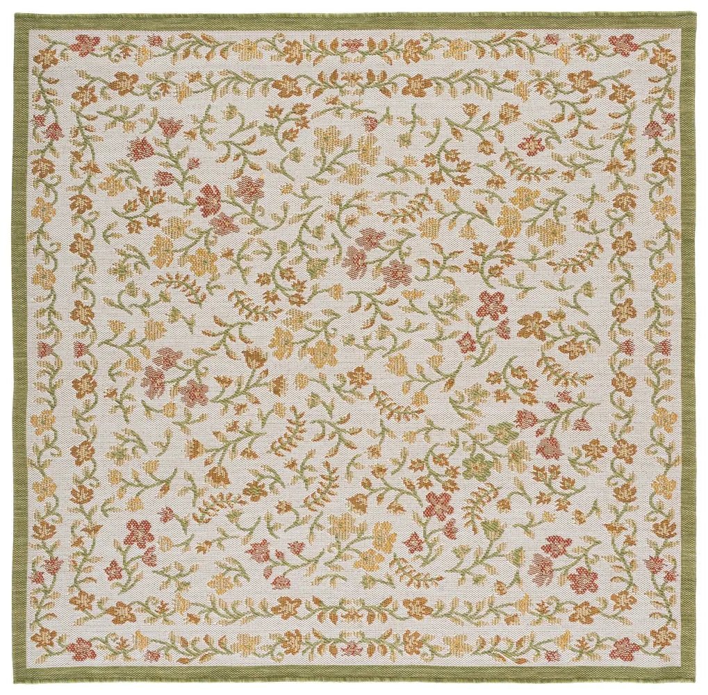 Safavieh Courtyard 6'-7" x 6'-7" Rug in Green Ivory / Red Yellow