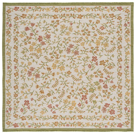 Safavieh Courtyard 6'-7" x 6'-7" Rug in Green Ivory / Red Yellow