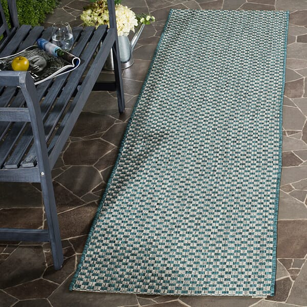 Safavieh Courtyard Cy8653 - 37221 Turquoise / Light Grey Rugs - Safavieh - cy8653 - 37221 - 7sq