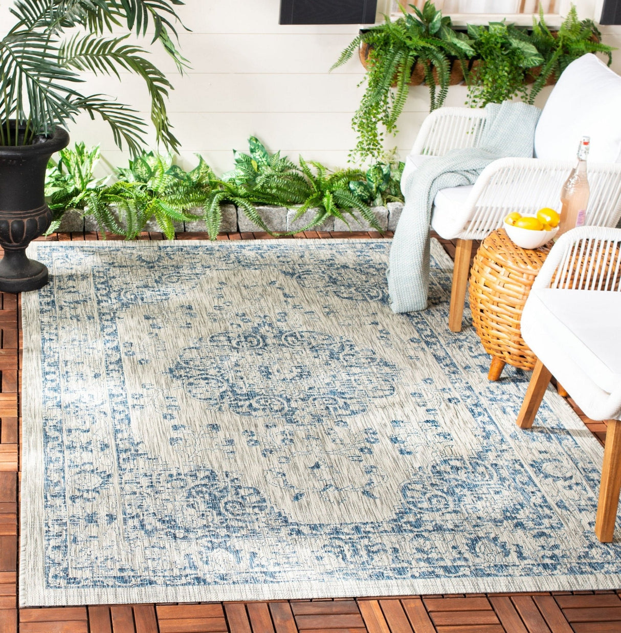 Safavieh Courtyard Cy8679 Grey/Navy Rug - Safavieh - cy8679 - 368 - 2