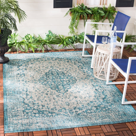 Safavieh Courtyard Cy8720 Teal/Cream Rug - Safavieh - cy8720 - 372 - 2