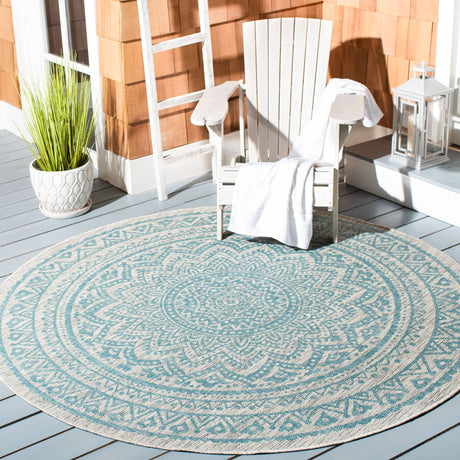 Safavieh Courtyard Cy8734 - 37112 Light Grey/Aqua Rug - Safavieh - cy8734 - 37112 - 5r