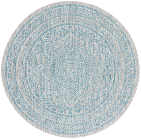 Safavieh Courtyard Cy8734 - 37112 Light Grey/Aqua Rug - Safavieh - cy8734 - 37112 - 5r