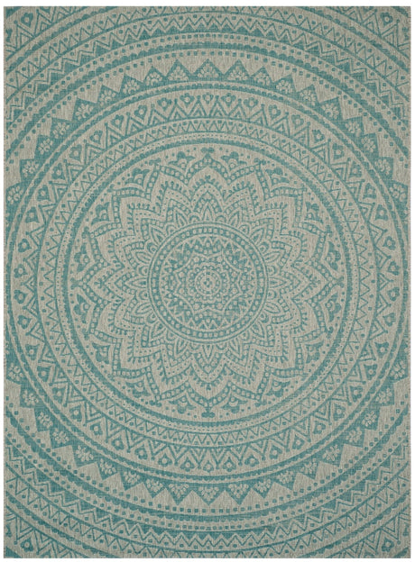 Safavieh Courtyard Cy8734 - 37112 Light Grey/Aqua Rug - Safavieh - cy8734 - 37112 - 5r