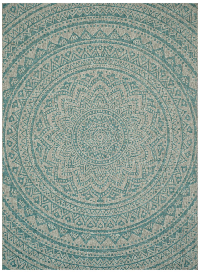 Safavieh Courtyard Cy8734 - 37112 Light Grey/Aqua Rug - Safavieh - cy8734 - 37112 - 5r