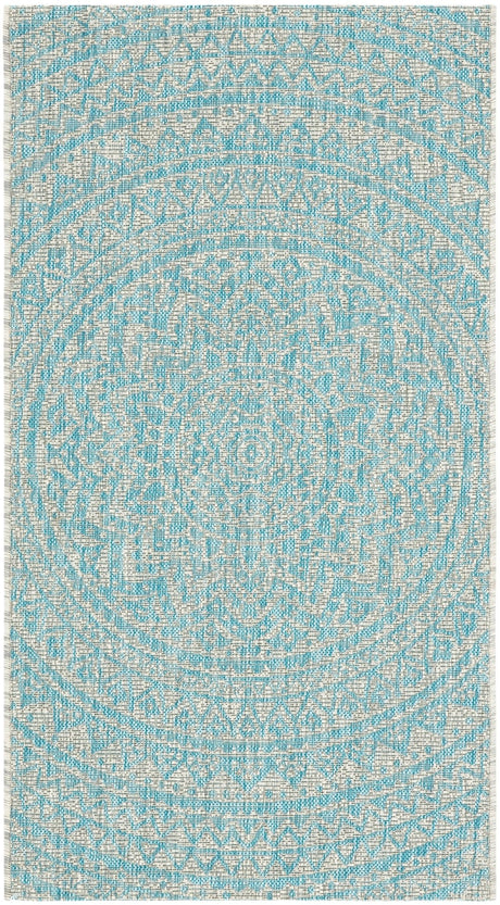 Safavieh Courtyard Cy8734 - 37112 Light Grey/Aqua Rug - Safavieh - cy8734 - 37112 - 5r