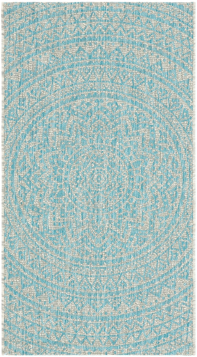 Safavieh Courtyard Cy8734 - 37112 Light Grey/Aqua Rug - Safavieh - cy8734 - 37112 - 5r