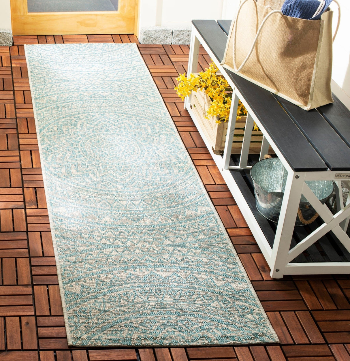 Safavieh Courtyard Cy8734 Light Grey/Aqua Rug - Safavieh - cy8734 - 37112 - 4r