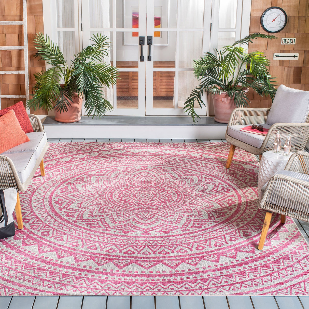 Safavieh Courtyard Cy8734 Light Grey/Fuchsia Rug - Safavieh - cy8734 - 39712 - 4r