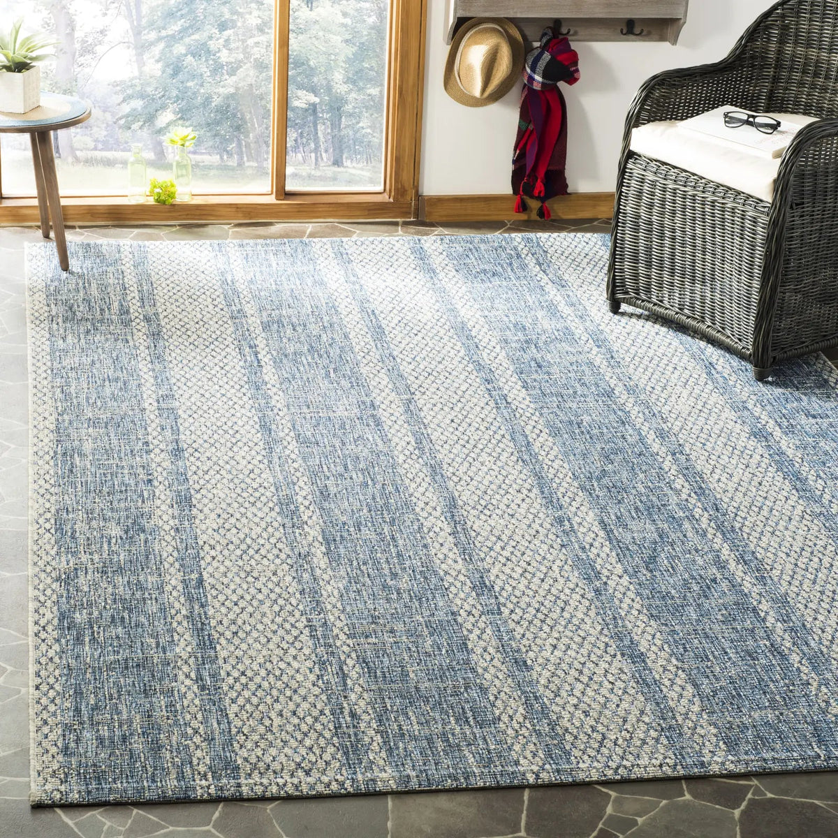 Safavieh Courtyard 6'-7" x 9'-6" Rug in Light Grey / Blue