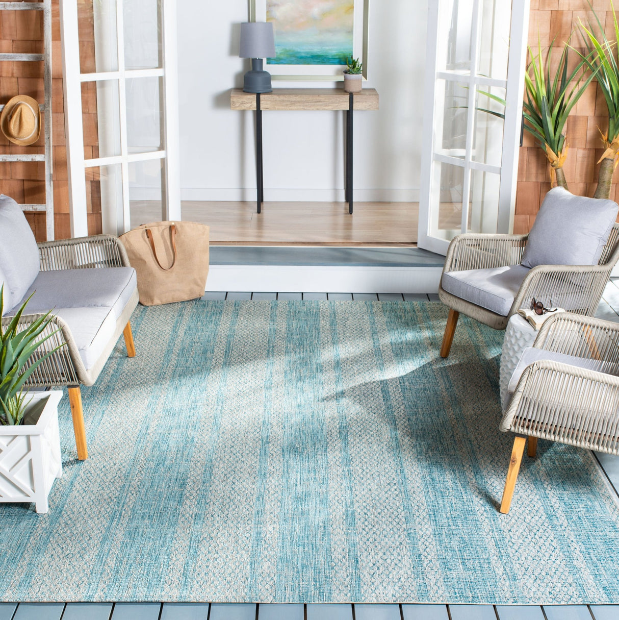 Safavieh Courtyard Cy8736 Light Grey/Aqua Rug - Safavieh - cy8736 - 37112 - 27
