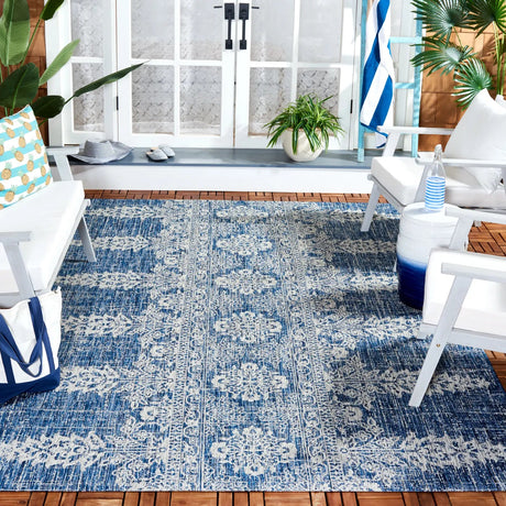 Safavieh Courtyard 6'-7" x 9'-6" Rug in Navy / Grey