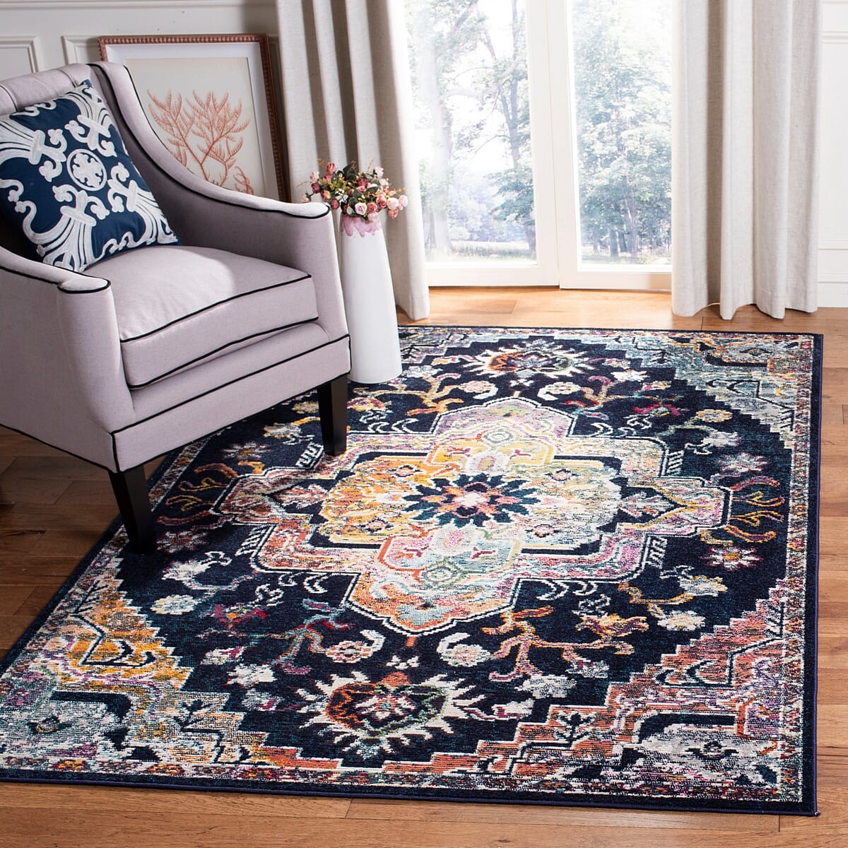 Safavieh Crystal Crs501H Navy/Fuchsia Rug - Safavieh - crs501h - 3