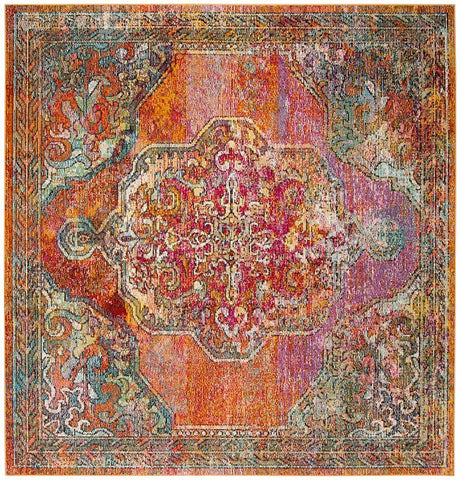 Safavieh Crystal Crs502A Orange/Light Blue Rug - Safavieh - crs502a - 4sq