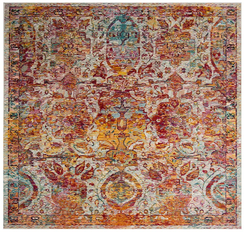 Safavieh Crystal Crs505A Light Blue / Orange Rugs - Safavieh - crs505a - 7sq