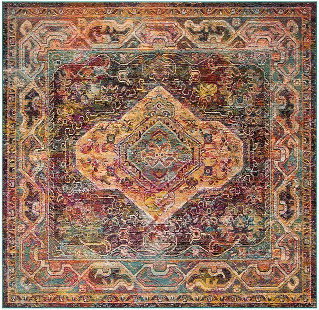 Safavieh Crystal Crs514T Teal / Rose Rugs - Safavieh - crs514t - 7sq