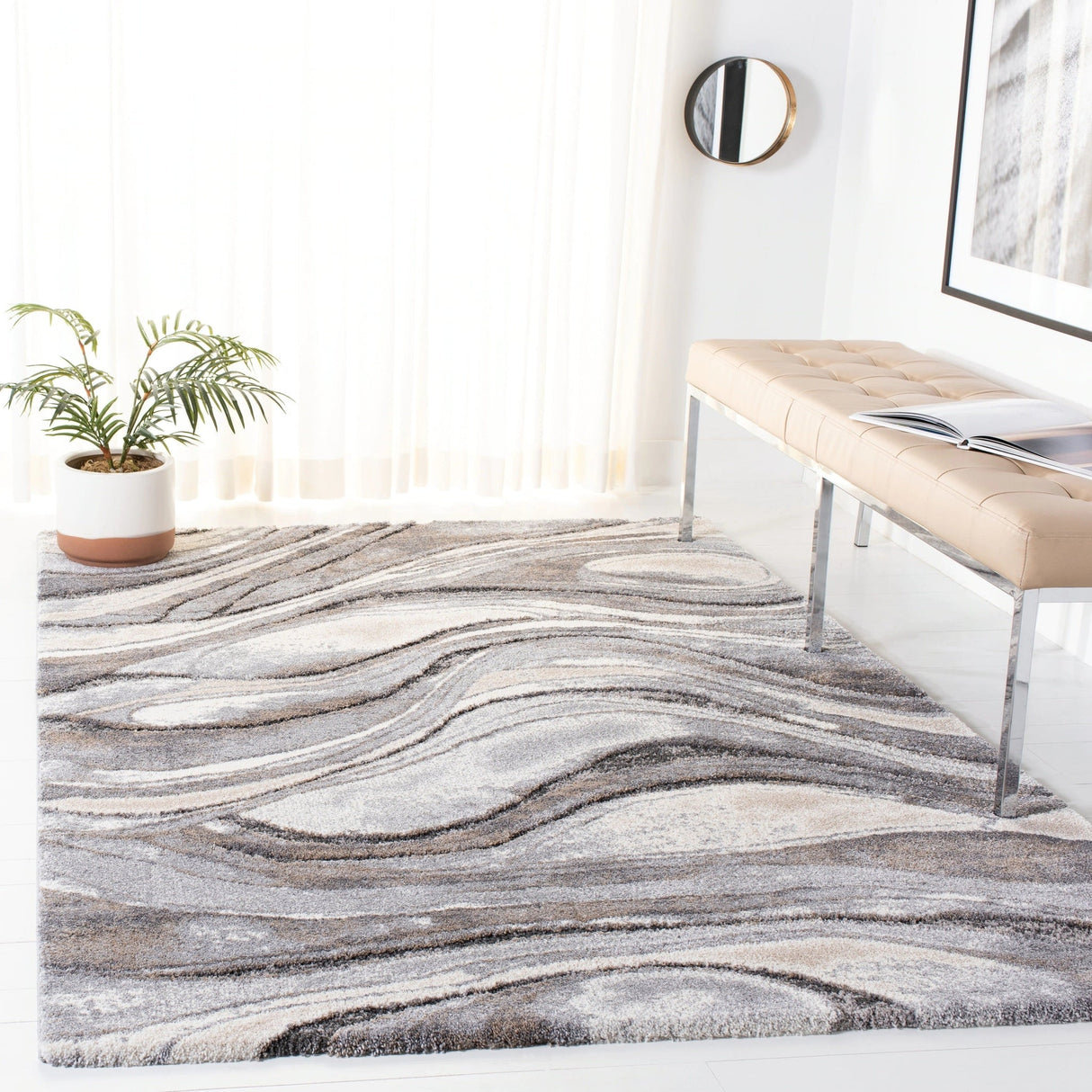 Safavieh Cyrus Shag Cyr118G Grey/Beige Rugs - Safavieh - cyr118g - 4